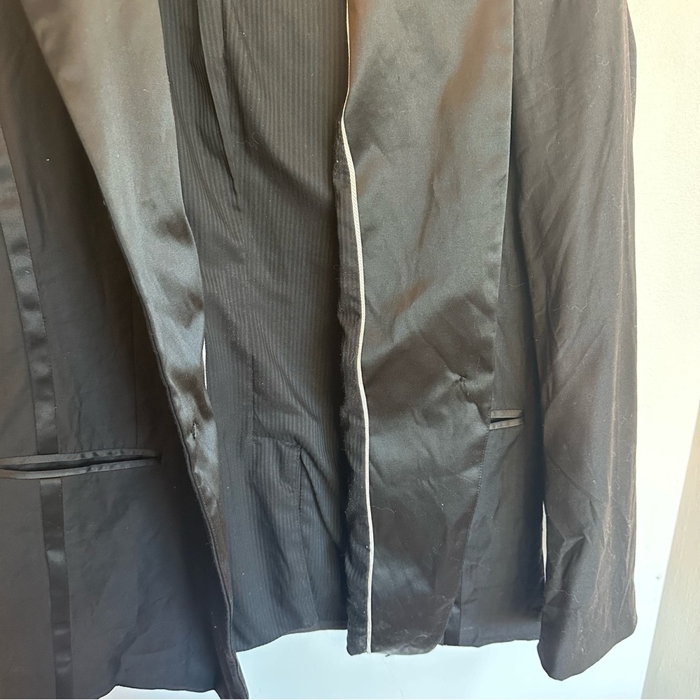 Club Monaco Blazer Womens Size 12 Black Wool Accent Darts Collar Single Button - Picture 13 of 16